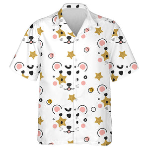 African Leopard Face And Gold Star Hawaiian Shirt, Hawaiian For Gift