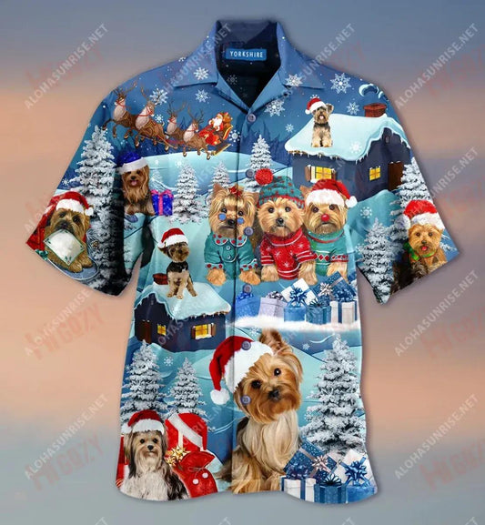 Yorkshire Through The Snow Short Léine Haváís Caitheamh Aimsire Léinte Haváís Saincheaptha Léinte Haváís do Mhná, Bronntanais Léine Haváís, Bronntanas Nollag