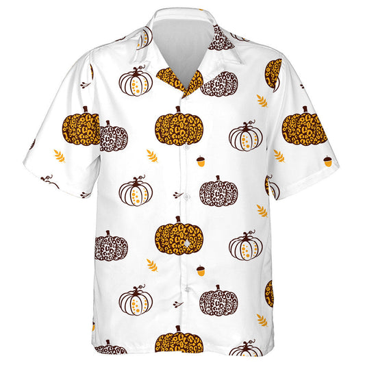 Wild Animals Leopard With Pumpkin Fall Seasonal Hawaiian Shirt, Hawaiian Shirt Gift, Christmas Gift