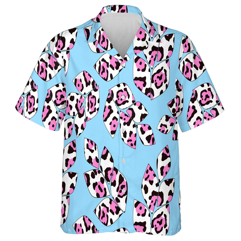 Modern Trendy Branch Leaves With Leopard Spots Hawaiian Shirt, Hawaiian Shirt Gift, Christmas Gift