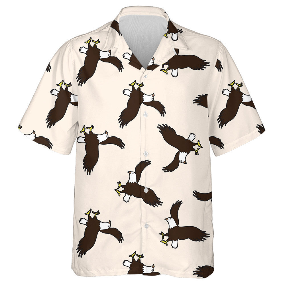 Flying Brown Eagles On Light Pink Background Hawaiian Shirt, Hawaiian Shirt Gift, Christmas Gift