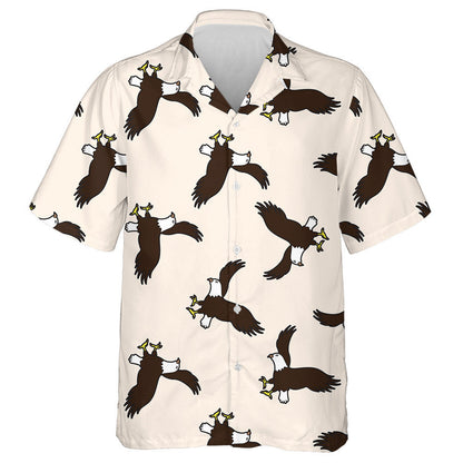 Flying Brown Eagles On Light Pink Background Hawaiian Shirt, Hawaiian Shirt Gift, Christmas Gift
