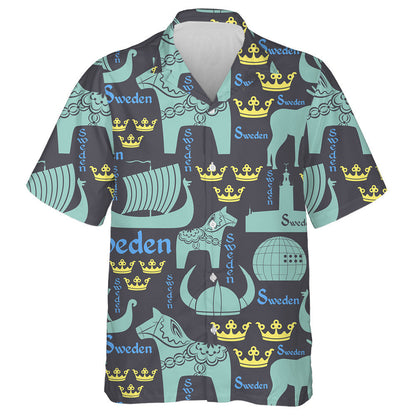 Siombailí Náisiúnta Gorma Capaill na Sualainne Léine haváíais, haváís don bhronntanas