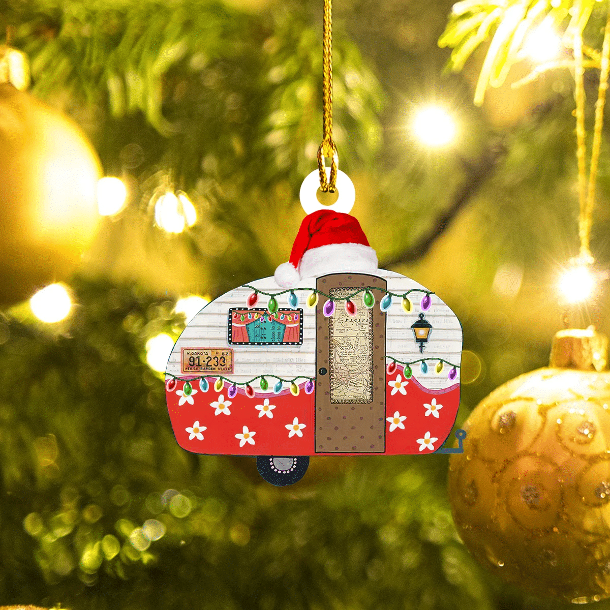 Caravan Christmas Ornament, Happy Christmas Ornament, Christmas Gift, Christmas Decoration