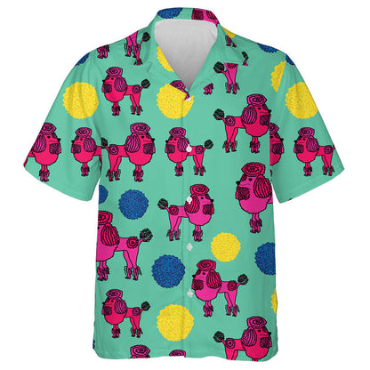 Cute Deep Pink Poodle And Bobbles Hawaiian Shirt,Hawaiian Shirt Gift, Christmas Gift