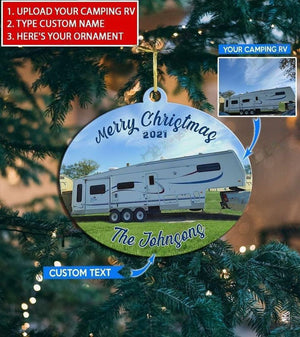 Camping RV Personalized Ornament, Happy Christmas Ornament, Christmas Gift, Christmas Decoration