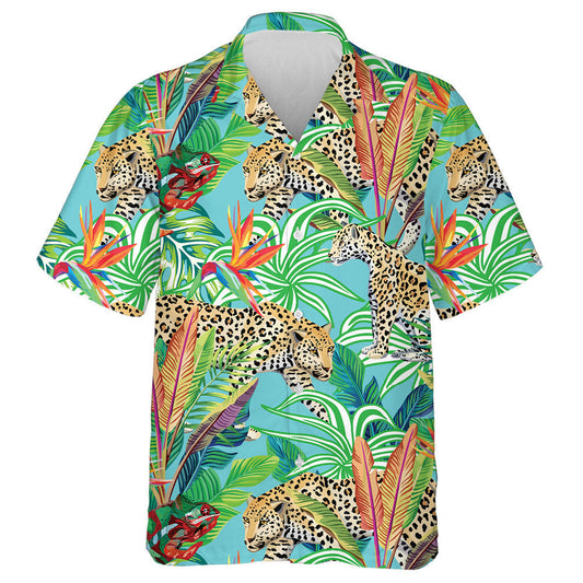 Chameleon And Leopard In Forest Background Hawaiian Shirt, Hawaiian For Gift