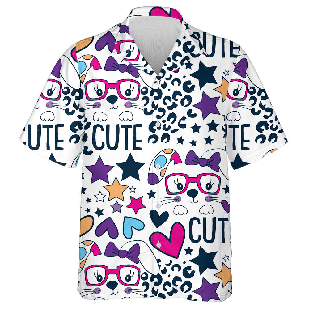 Ainmhithe Fiáine Agus Liopard le Aghaidh Gleoite Coinín Léine Haváís, Bronntanas Léine Haváís, Bronntanas Nollag