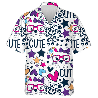 Ainmhithe Fiáine Agus Liopard le Aghaidh Gleoite Coinín Léine Haváís, Bronntanas Léine Haváís, Bronntanas Nollag