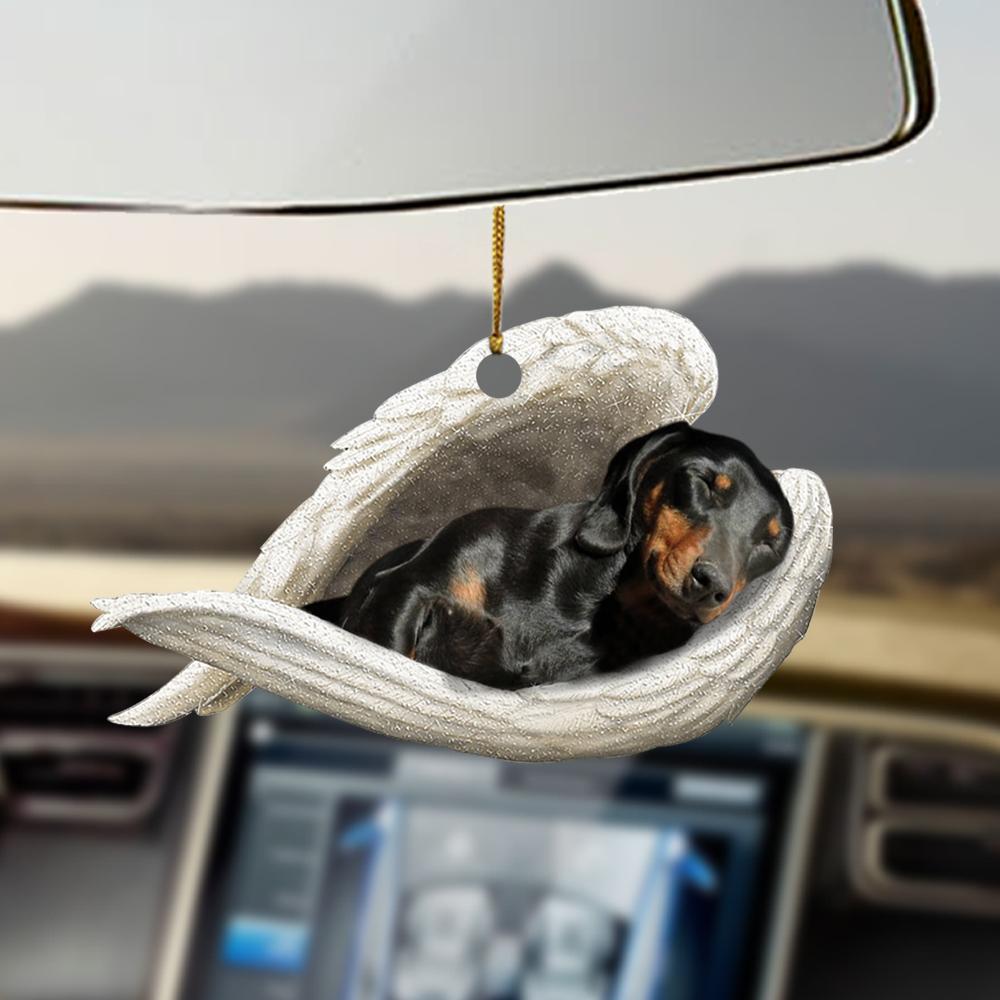 Black and tan dachshund sleeping angel black and tan dachshund lovers dog mom ornament cus, Christmas Decoration