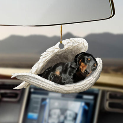 Black and tan dachshund sleeping angel black and tan dachshund lovers dog mom ornament cus, Christmas Decoration