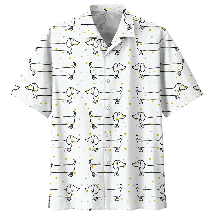 Dachshund On White Background Pattern Hawaiian Shirt,Hawaiian Shirt Gift, Christmas Gift