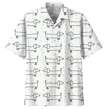 Dachshund On White Background Pattern Hawaiian Shirt,Hawaiian Shirt Gift, Christmas Gift