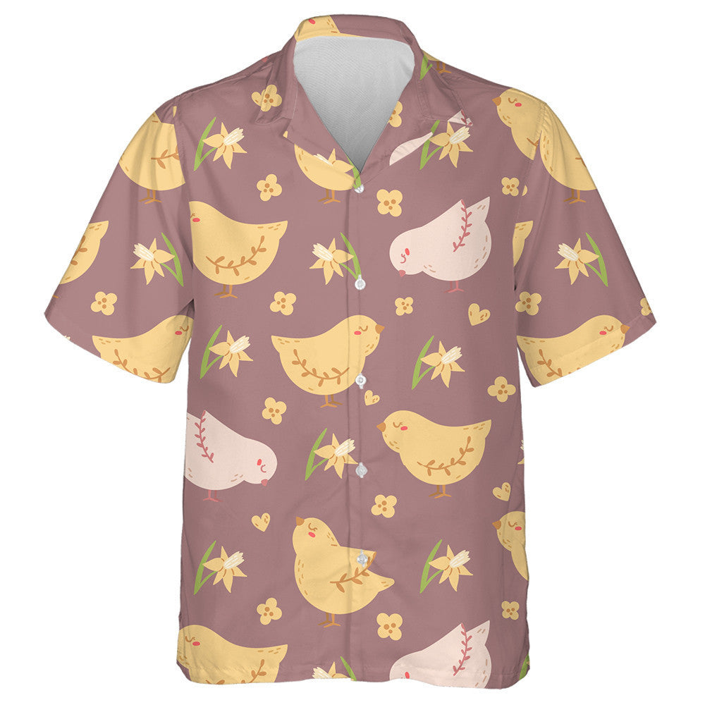 Boho Easter Baby Chicken Flowers 1 Hawaiian Shirt, Hawaiian Shirt Gift, Christmas Gift