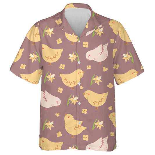 Boho Easter Baby Chicken Flowers 1 Hawaiian Shirt, Hawaiian Shirt Gift, Christmas Gift