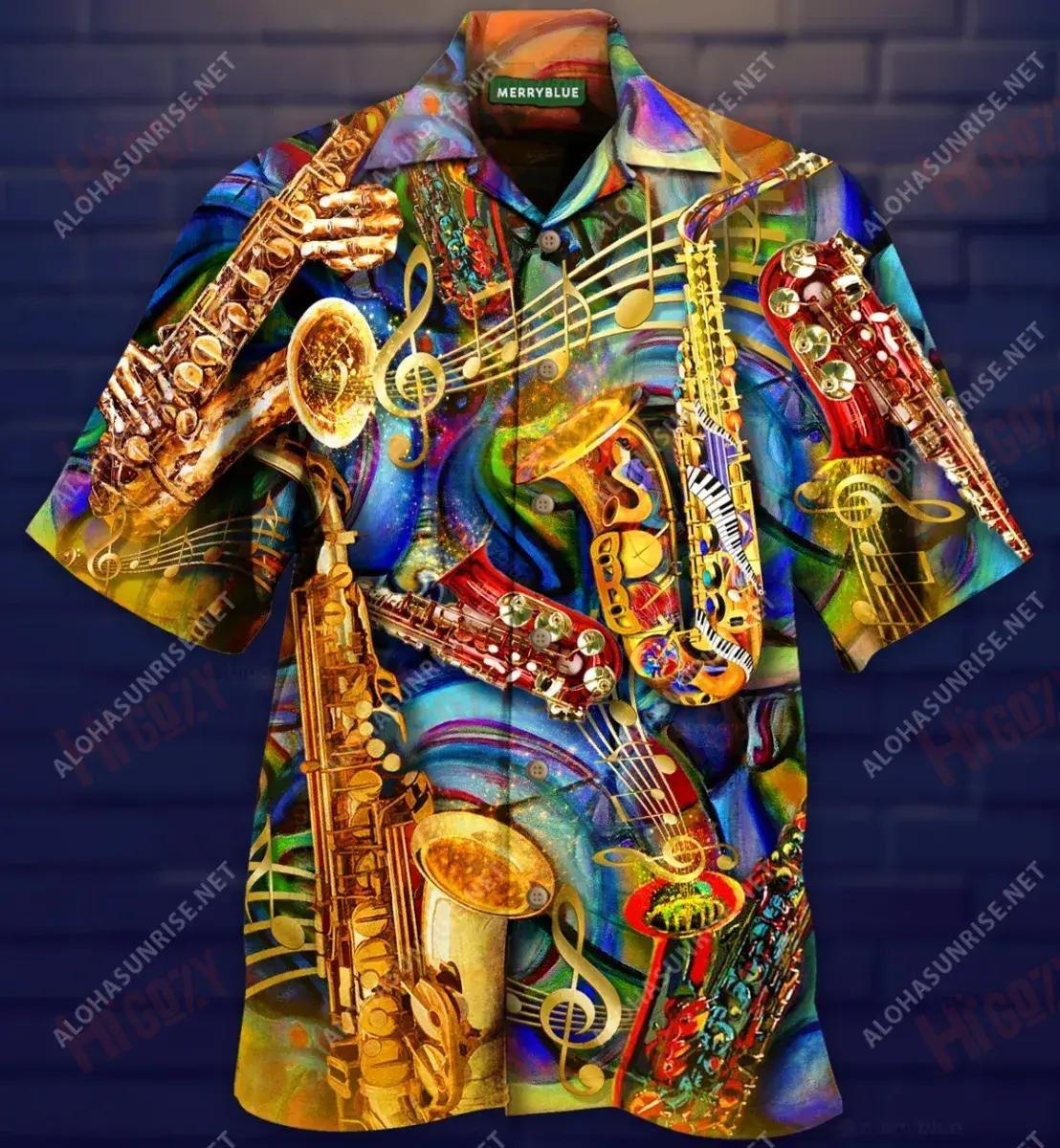 Ag Mothú Le Séiseas Sacsafón Léine Gearr Muinchille Unisex Laethanta Saoire Léinte T Haváís Léinte Haváís is Fearr Léinte Haváís do Mhná, Bronntanas Léine Haváís, Bronntanas Nollag