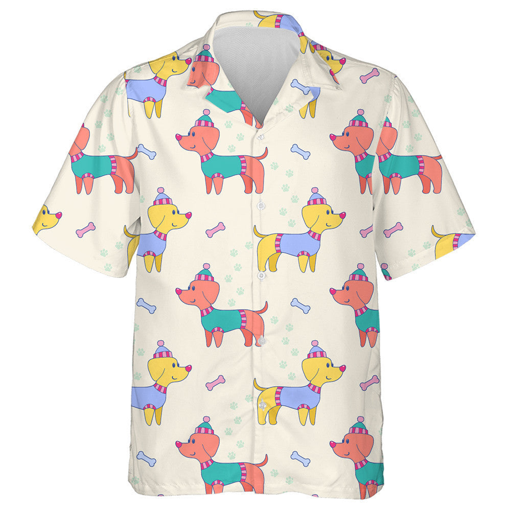 Funny Baby Long Dachshunds In Hats Hawaiian Shirt, Hawaiian Shirt Gift, Christmas Gift