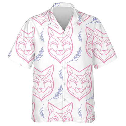 Pink Line Wolf Head And Leaves Hawaiian Shirt,Hawaiian Shirt Gift, Christmas Gift