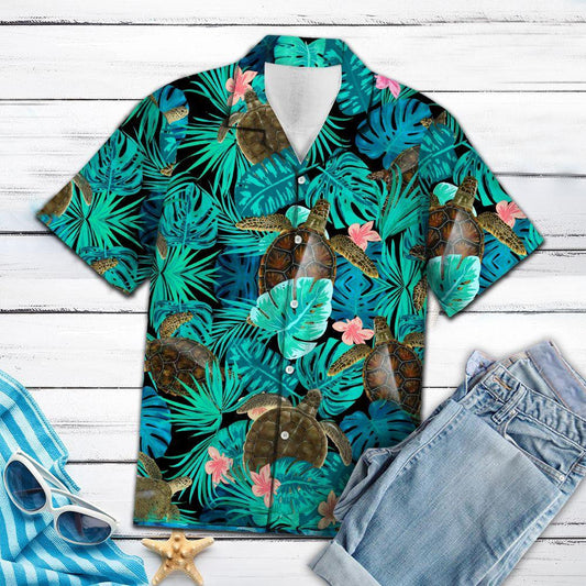 Summer Turtle Tropical Jungle Design Hawaiian Shirt,Hawaiian Shirt Gift, Christmas Gift