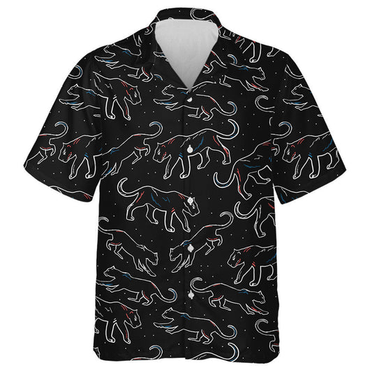 Ainmhithe Trendy Faiseanta Fiáin Liopard Cúlra Dubh Léine Haváís, Bronntanas Léine Haváís, Bronntanas Nollag