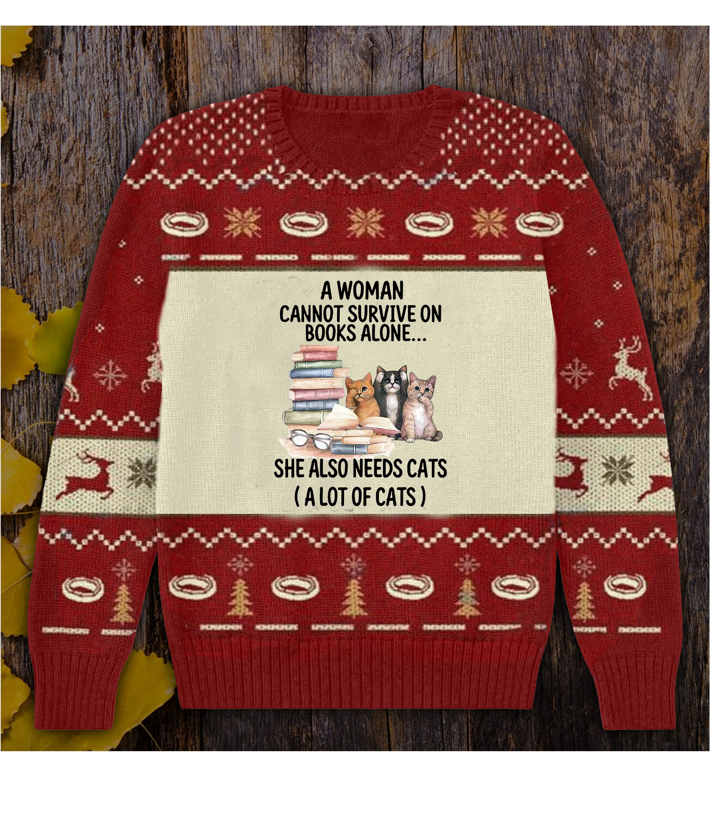 A Woman Cannot Survive On Books Alon She Also Needs Yarn Books Sweater, Christmas Ugly Sweater ,Christmas Gift,Gift Christmas 2024