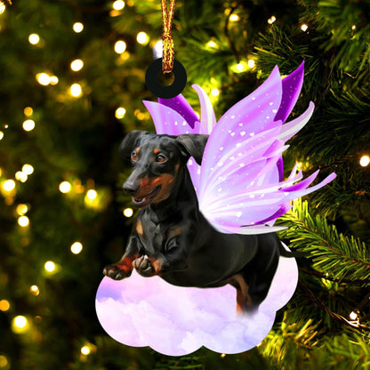 Black and Tan Dachshund and wings gift for her gift for him gift for Black and Tan Dachshund lover ornament, Christmas Ornament Gift, Christmas Gift, Christmas Decoration