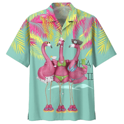 Happy Flamingo Ornamental Design Hawaiian Shirt, Hawaiian For Gift