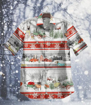 Christmas In Dog Village Red Design Hawaiian Shirt, Hawaiian Shirt Gift, Christmas Gift.