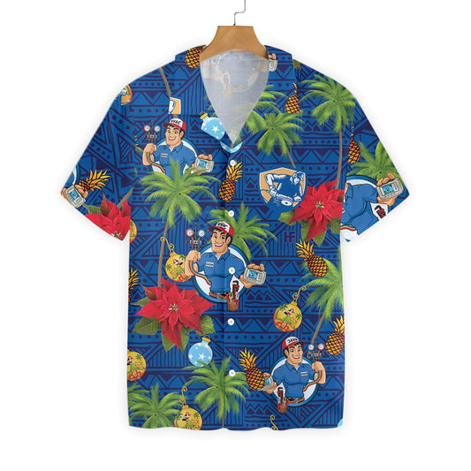 Sheet Metal Worker Proud Blue Geometric Pattern Hawaiian Shirt, Hawaiian Shirt Gift, Christmas Gift