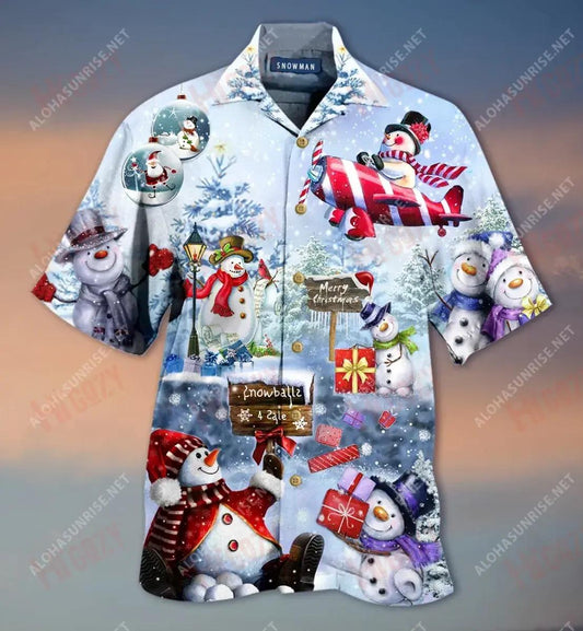 Love Never Melts Snowman Unisex Short Short Sleeve Shirt Ocean Hawaiian T Shirts Custom Hawaiian Shirts Funny Hawaiian Shirts, Hawaiian Shirt Gift, Christmas Gift