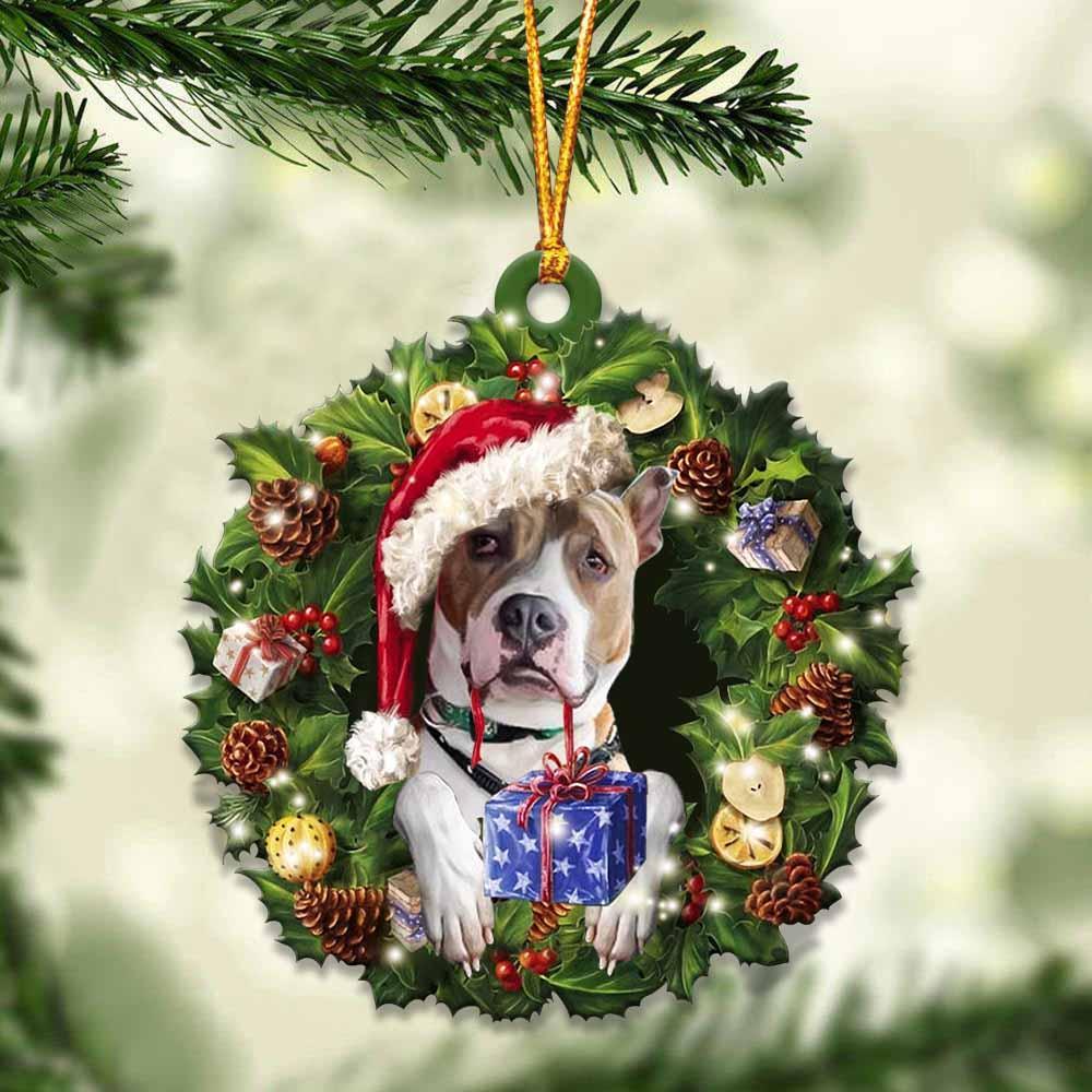 Pitbull And Christmas Gift For Her Gift For Him Gift For Pitbull Lover Ornament Cus,Christmas Decoration