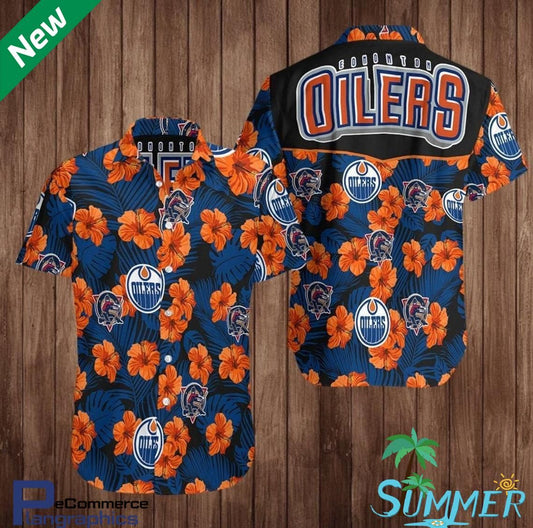 Edmonton Oilers Aloha Shirt Hawaiian Aloha Shirt Hawaiian Shorts Beach Short Shirt_Hawaiian Shirt Gift, Christmas Gift