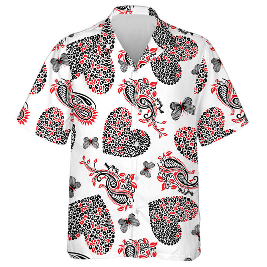 Leopard Hearts Le Móitífeanna Paisleys Ar Chúlra Bán Léine Haváís, Bronntanas Léine Haváís, Bronntanas Nollag