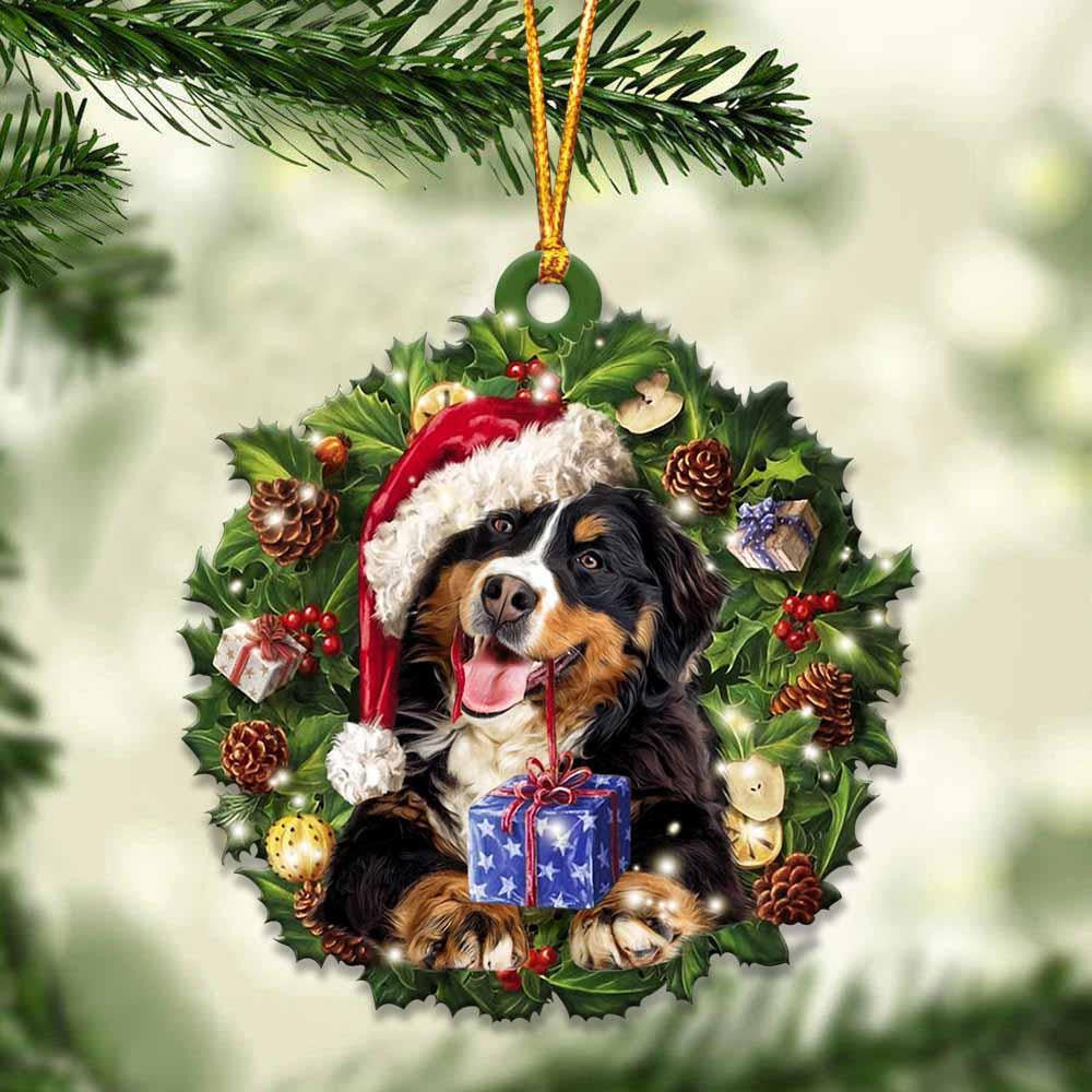Bernese Mountain and Christmas gift for her gift for him gift for Bernese Mountain lover Christmas Plastic Hanging Ornament, Christmas Ornament Gift, Christmas Gift, Christmas Decoration