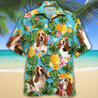 Basset Hound Dog Pineapple Hawaiian Shirt ,Hawaiian Shirt Gift, Christmas Gift