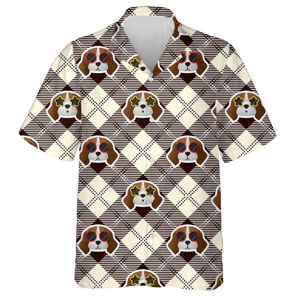 Beagle Dog And Sunglasses On Plaid Hawaiian Shirt, Hawaiian For Gift
