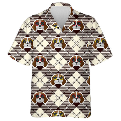 Beagle Dog And Sunglasses On Plaid Hawaiian Shirt, Hawaiian For Gift
