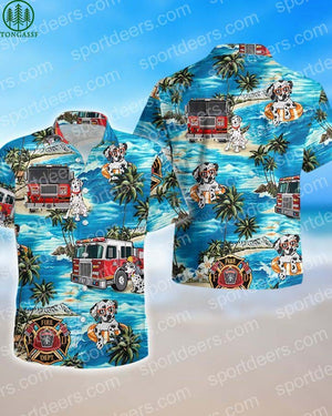 FIREFIGHTER DOG WATERCOLOR HAWAIIAN SHIRT_ Hawaiian Shirt Gift, Christmas Gift