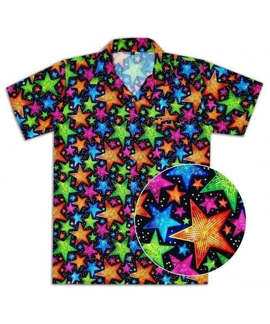 Hawaiian Shirt Christmas Black Theme With Colorful Stars, Hawaiian For Gift