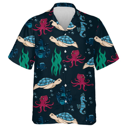 Underwater World Purple Beautiful Fish And Turtle Hawaiian Shirt, Hawaiian Shirt Gift, Christmas Gift