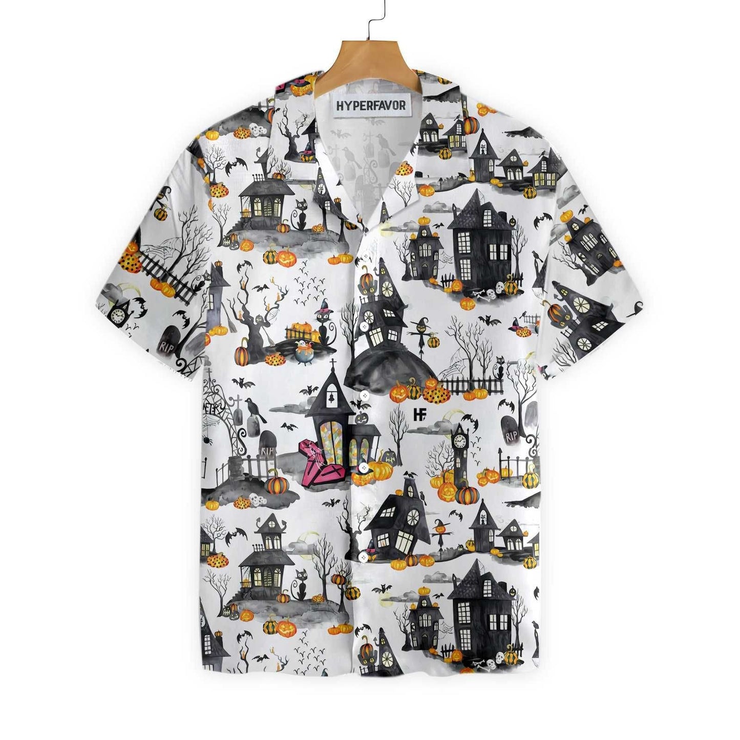 Haunted Houses Halloween Hawaiian Shirt, Halloween Shirt For Men And Women, Hawaiian For Gift