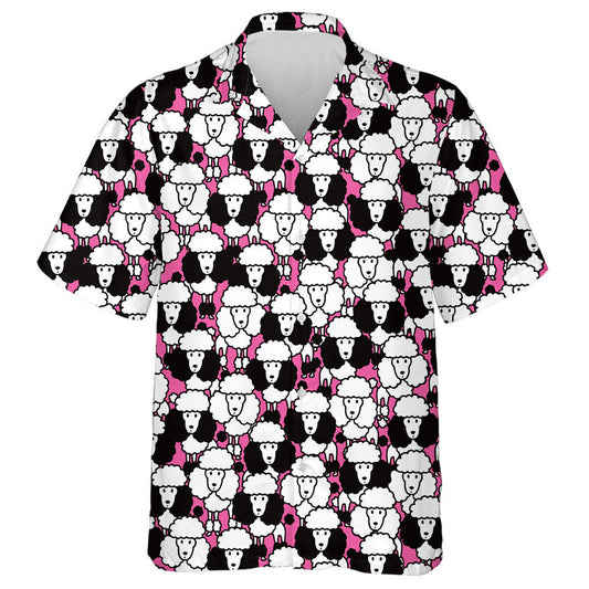 Black And White Cute Poodles On Pink Hawaiian Shirt, Hawaiian Shirt Gift, Christmas Gift