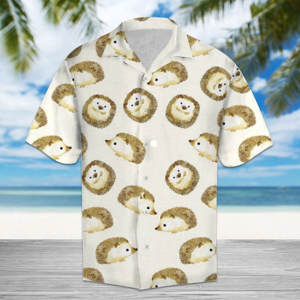 Cute Hedgehog On White Background Hawaiian Shirt,Hawaiian Shirt Gift, Christmas Gift