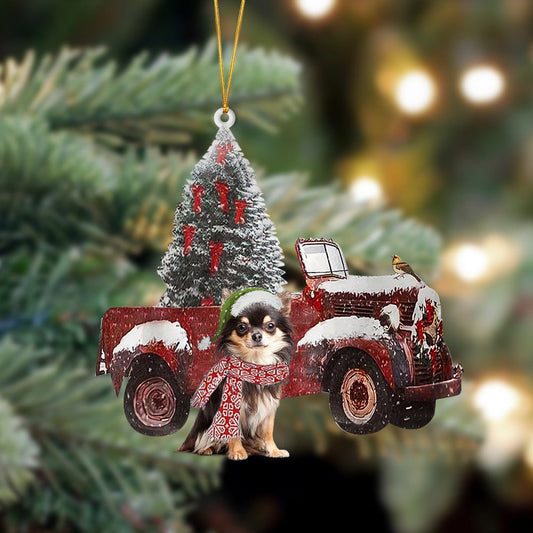 Chihuahua-Christmas Truck Two Sided Christmas Plastic Hanging Ornament, Happy Christmas Ornament, Christmas Gift, Christmas Decoration