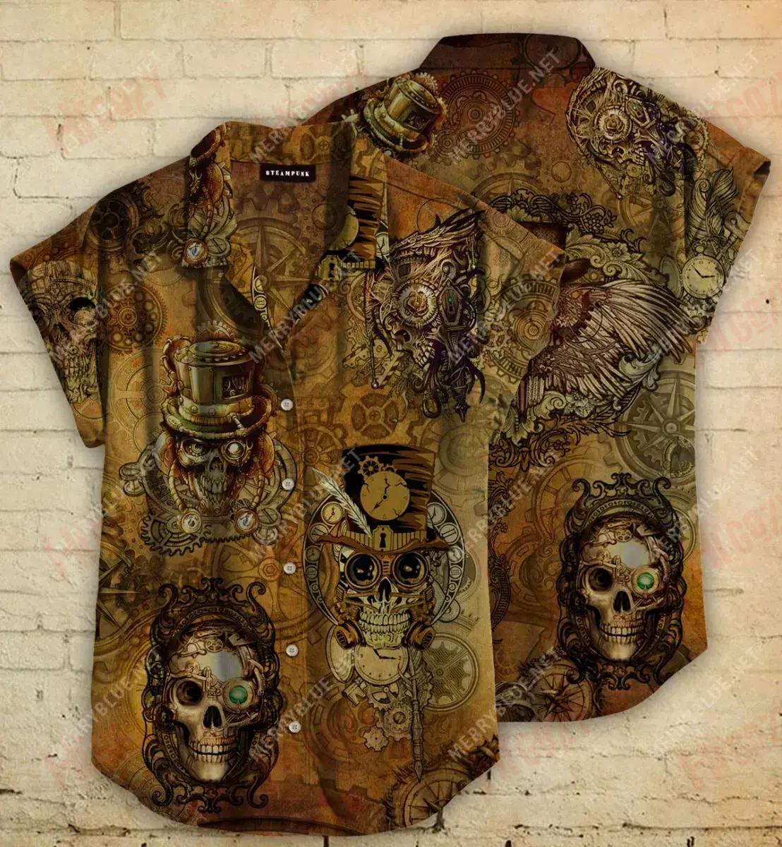 Skull Steampunk Short Léinte Haváís Aigéan T Léinte Haváís Léinte Craicne Haváís Léinte haváíais do Mhná, Bronntanais Léine haváíais, Bronntanas Nollag