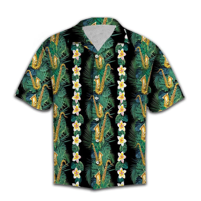 Amazing Saxophone Hide In Tropical Jungle Pattern Hawaiian Shirt, Hawaiian Shirt Gift, Christmas Gift