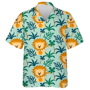 Baby Cute Lions And Tropical Plants Hawaiian Shirt, Hawaiian For Gift