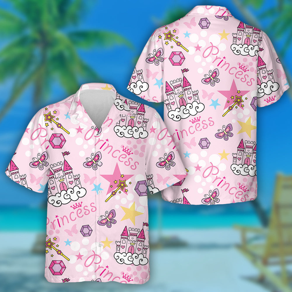 Theme Princess With Castle Crown And Butterfly Hawaiian Shirt, Hawaiian Shirt Gift, Christmas Gift