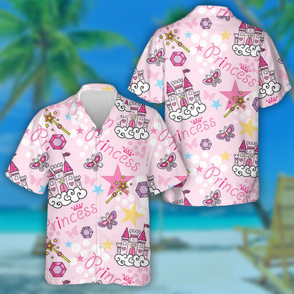 Theme Princess With Castle Crown And Butterfly Hawaiian Shirt, Hawaiian Shirt Gift, Christmas Gift