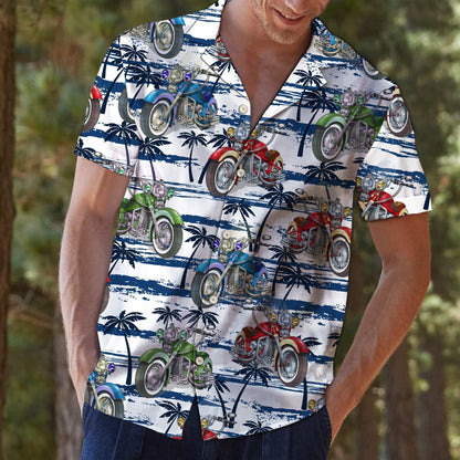 Motorbike Sea Palm Tree Design Hawaiian Shirt,Hawaiian Shirt Gift, Christmas Gift